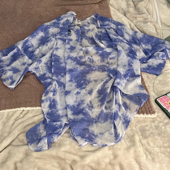 Kimono style cover up blue and white - Picture 1 of 3